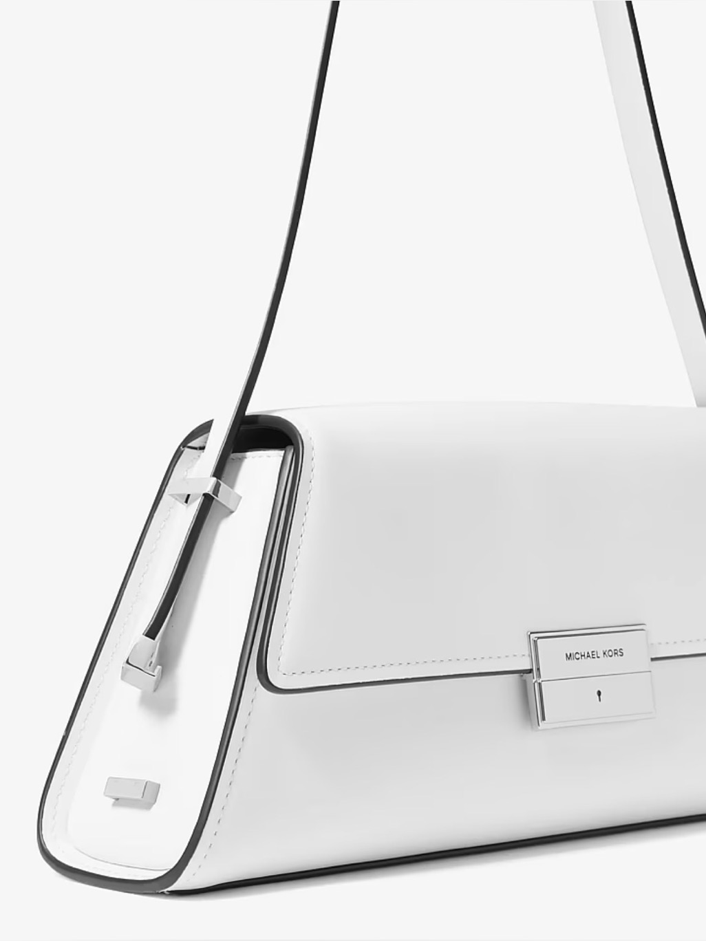 Michael Kors Ludlow Medium Leather Shoulder Bag Optic White Leather New With Tag